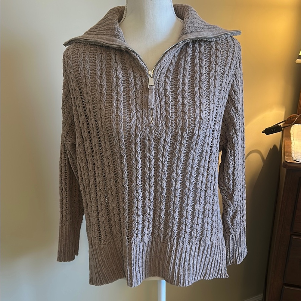 Simply Southern Cozy Brown and Tan Cowl Neck Sweater